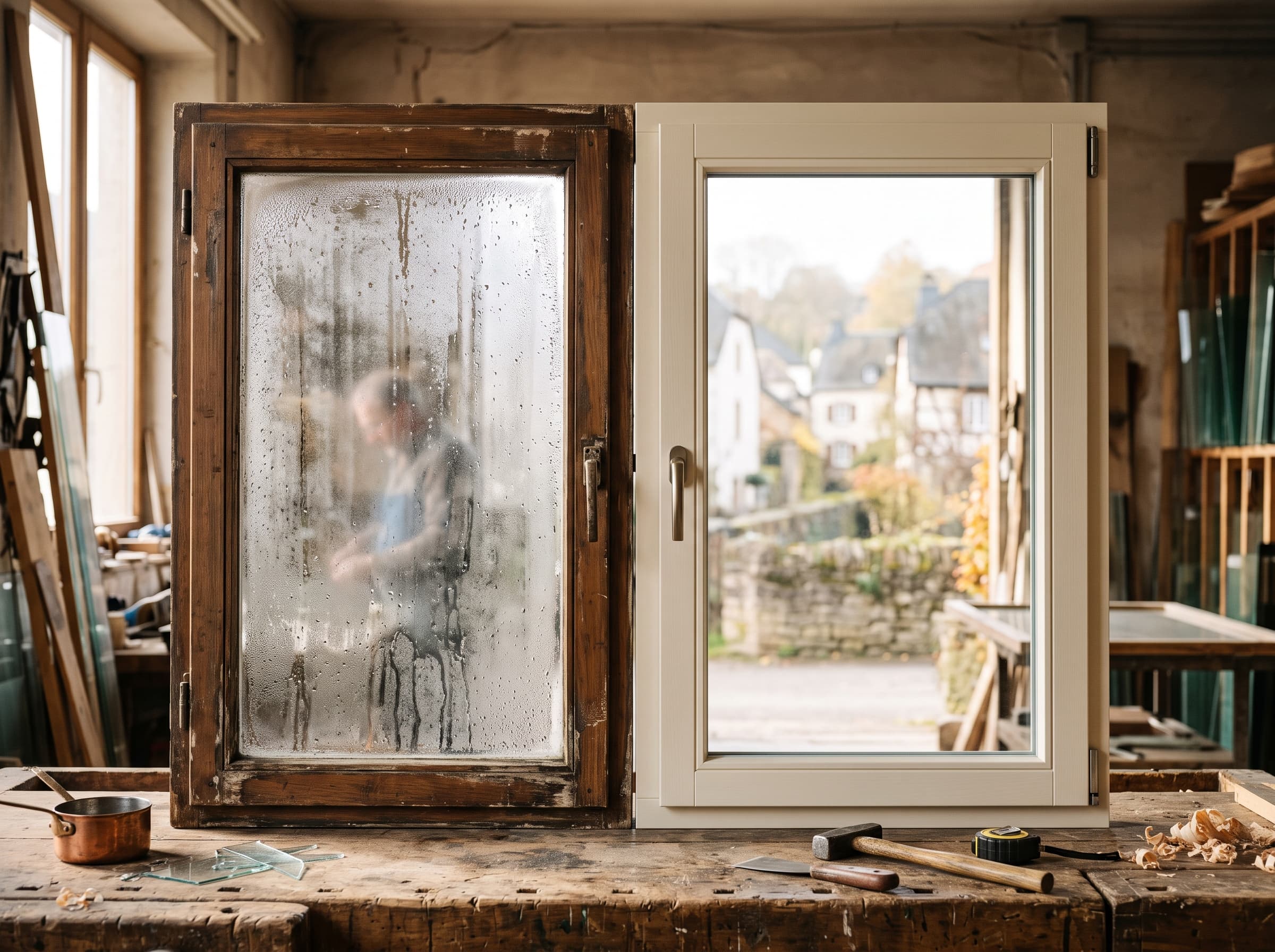 Fenêtre avec double vitrage neuf posé dans une maison luxembourgeoise